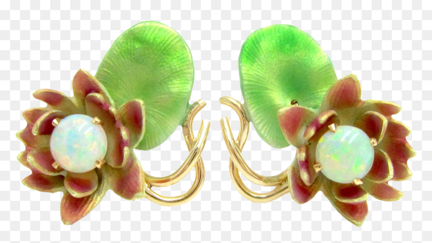 Antique Australian Crystal Opal & Enamel Art Nouveau - Earrings, HD Png Download - art nouveau png