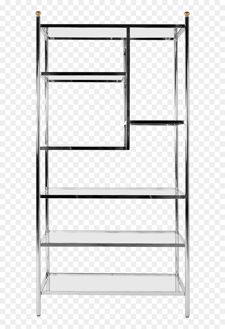 Transparent Metallic Texture Png - Vintage Chrome And Glass Etagere, Png Download - bookcase png