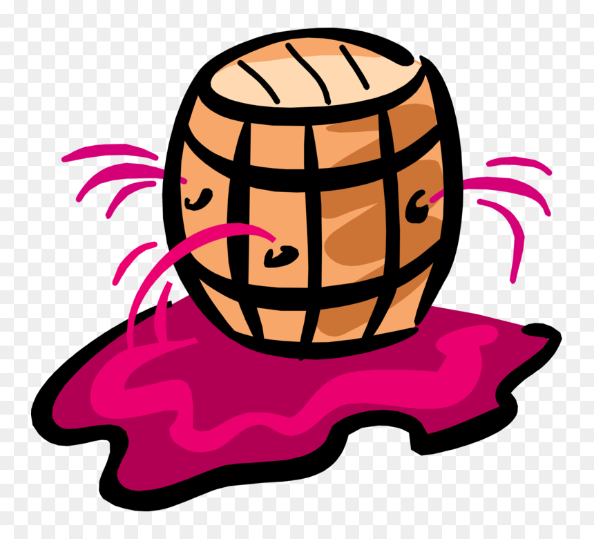 Vector Illustration Of Red Wine Barrel Cask Springs - Leaky Barrel Clipart, HD Png Download - wine barrel png