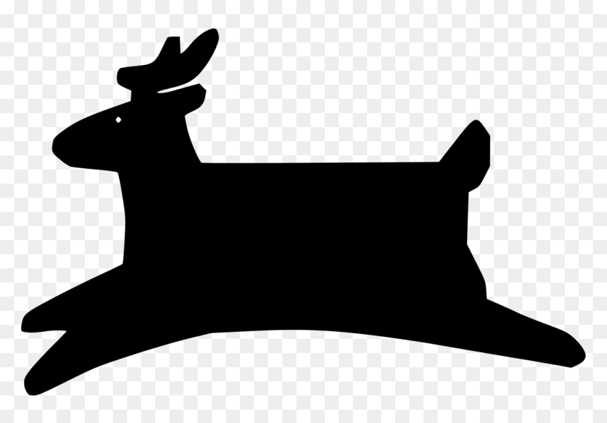 Silhouette,monochrome Photography,deer - Deer, HD Png Download - reindeer silhouette png