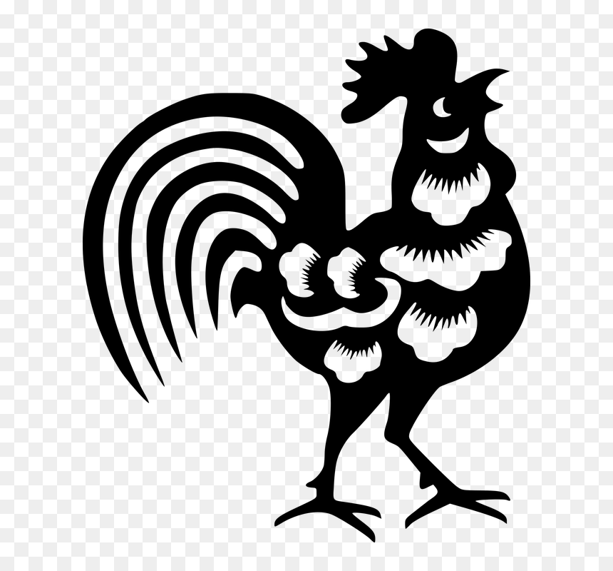 Asian New Year Rooster, HD Png Download - rooster silhouette png