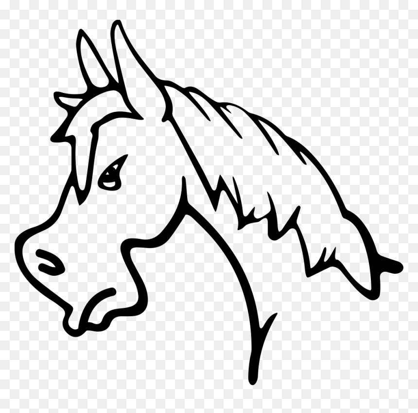 Angry Horse Face Side View Outline - Farm Animals Clipart Black And White, HD Png Download - horse face png