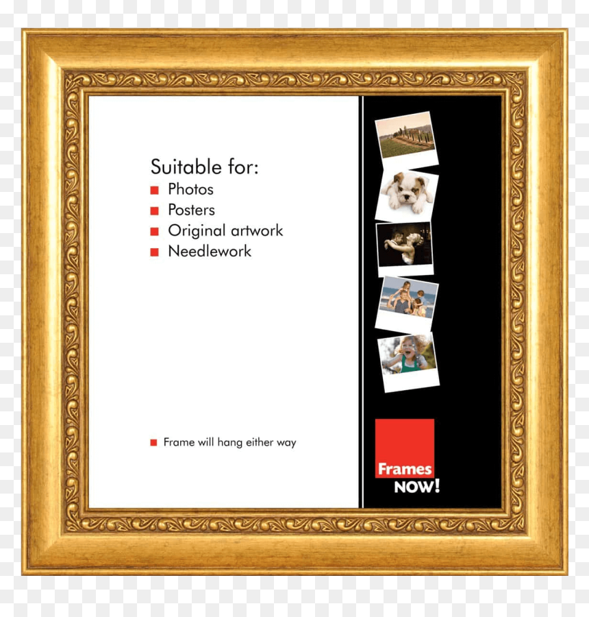 70 X 50 Frame, HD Png Download - gold photo frames png
