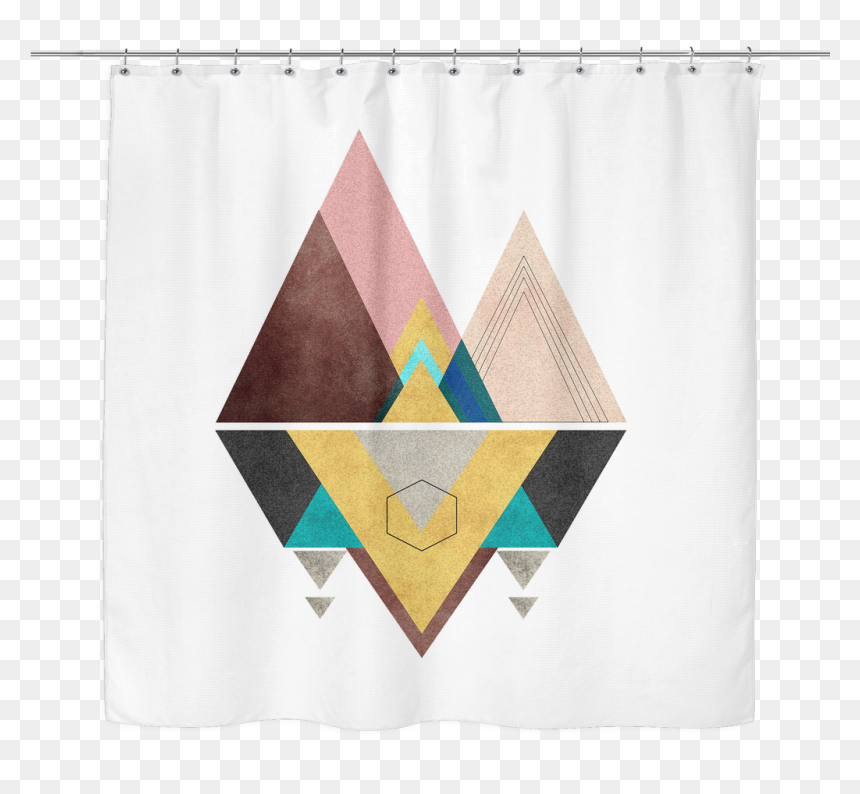 Modern Mountain Shower Curtain - Patchwork, HD Png Download - modern curtains png