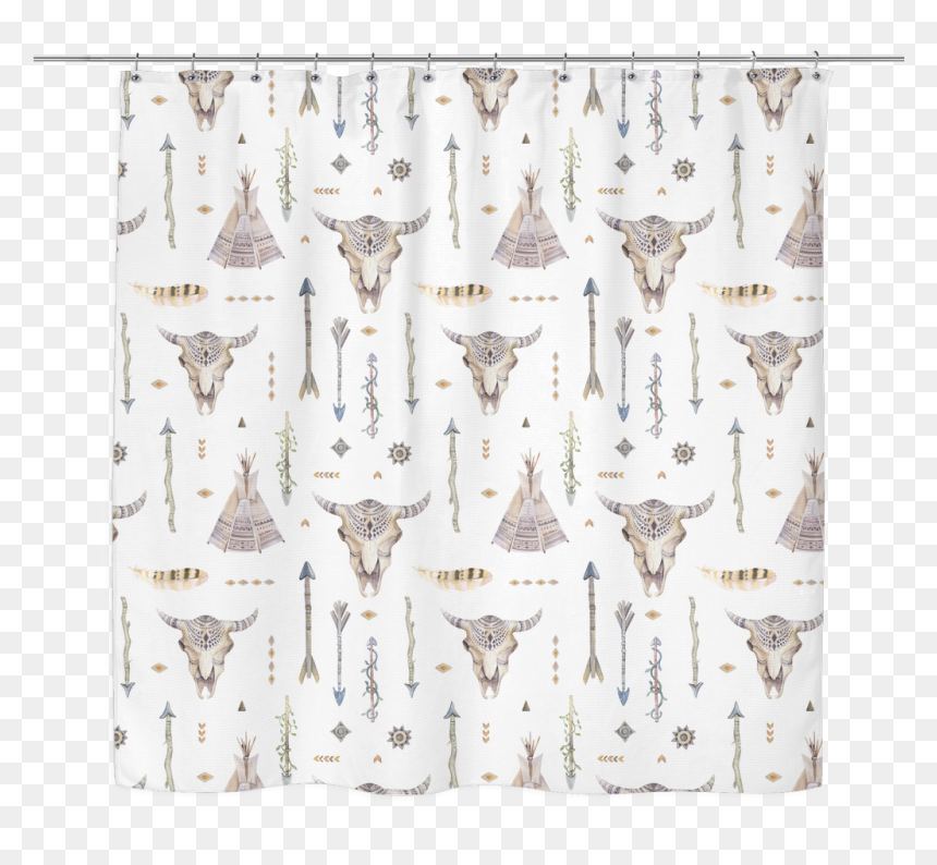 Native Arrows & Skulls Shower Curtain, HD Png Download - modern curtains png