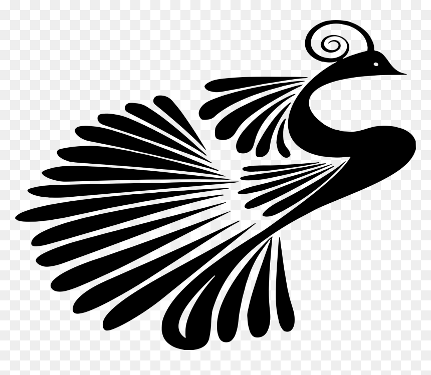 Stylized Peacock Silhouette Clip Arts - Peacock Cliparts, HD Png Download - peacock tail png