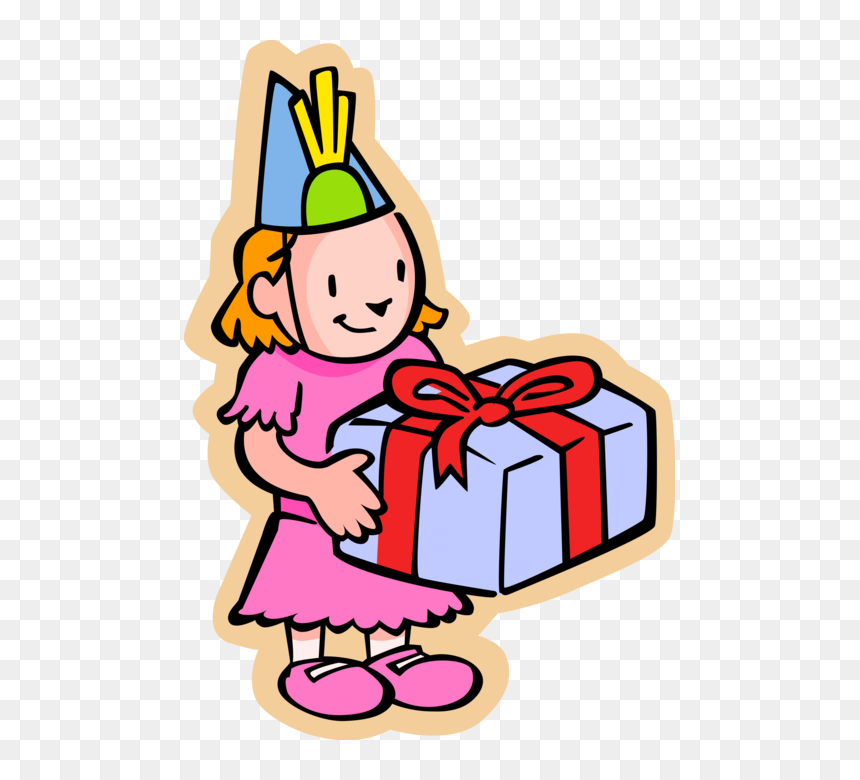 Vector Illustration Of Primary Or Elementary School - Cartoon Birthday Girl, HD Png Download - birthday cap vector png