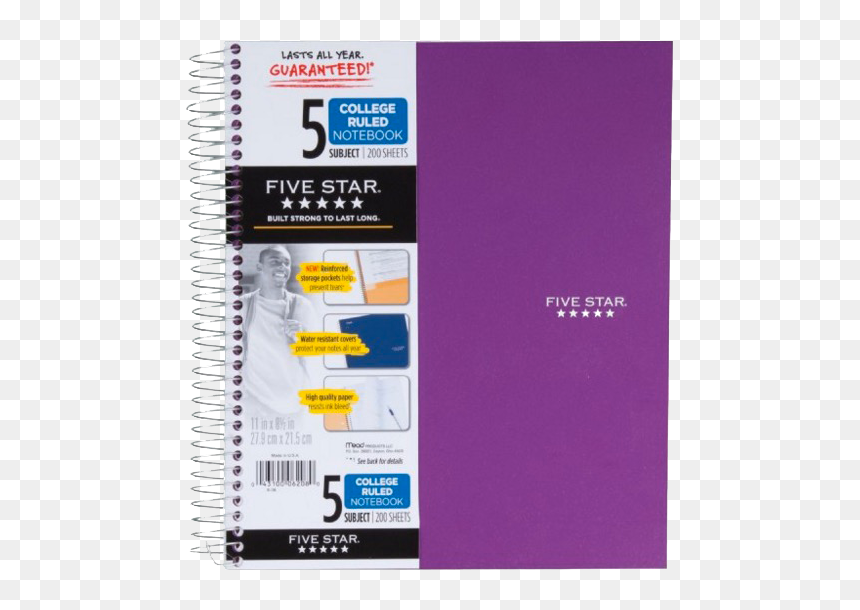 Five Star Orange Notebook, HD Png Download - school notebooks png