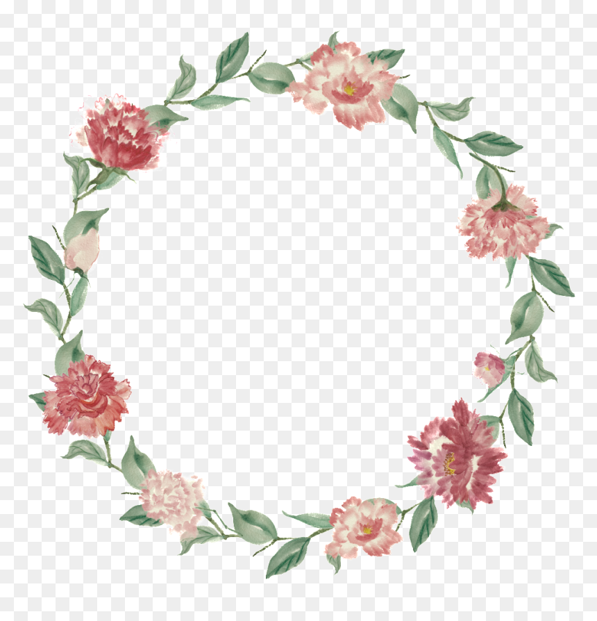 Round Red Flower Garland Transparent Decorative - Flower Garland Png, Png Download - flower leaf png
