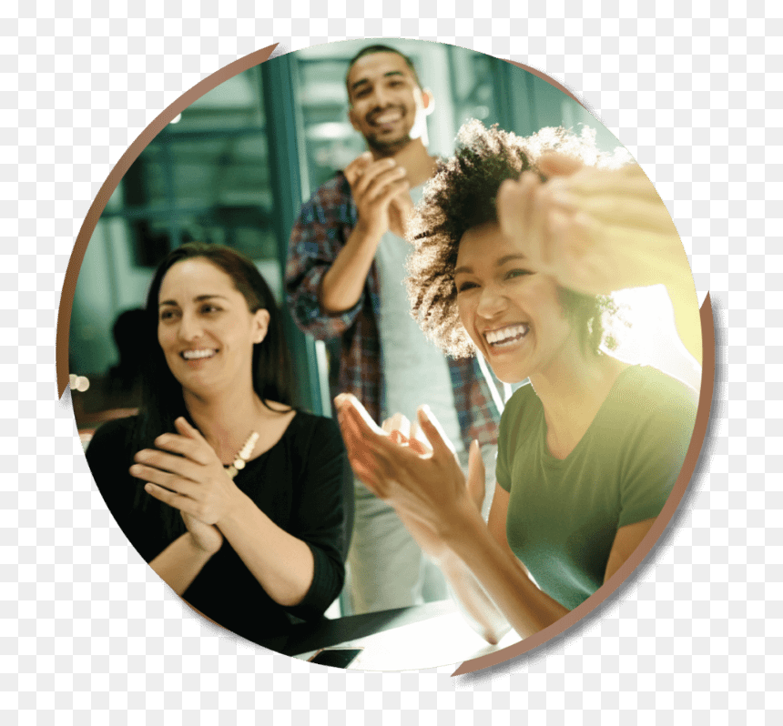 Three People Clapping And Smiling In A Coworking Space - Polite Person, HD Png Download - happy business people png