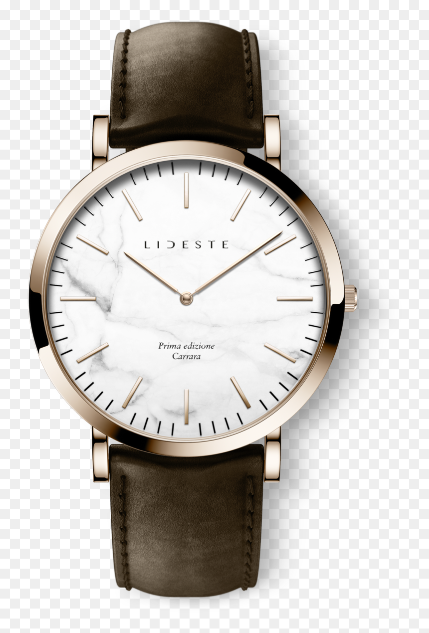 Rose Gold Leather Watch With Brown Leather Strap, Men"s - Black Leather Watch, HD Png Download - watch.png