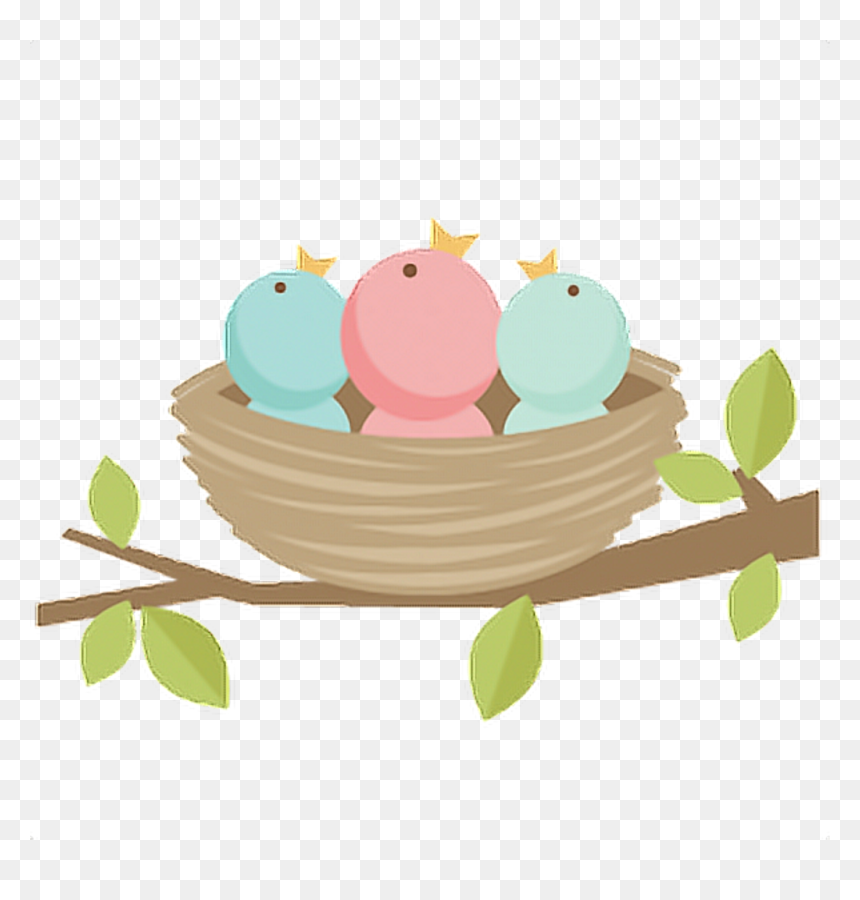 Bird Birds Kawaii Tumblr Ftestickers - Cute Bird Nest Clipart, HD Png Download - nest clipart png