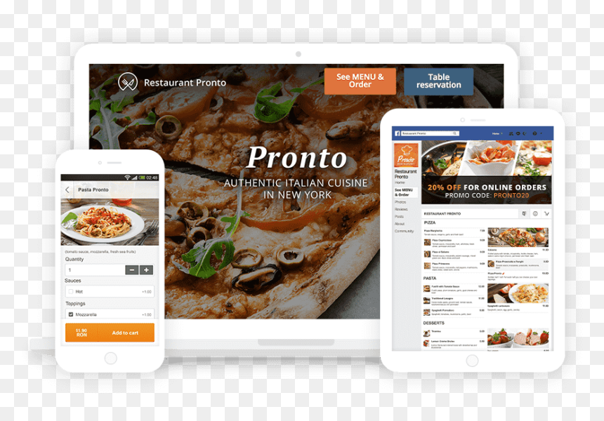 Free Online Ordering System For Restaurants - Restaurant Pronto Online Ordering, HD Png Download - restaurant food images png