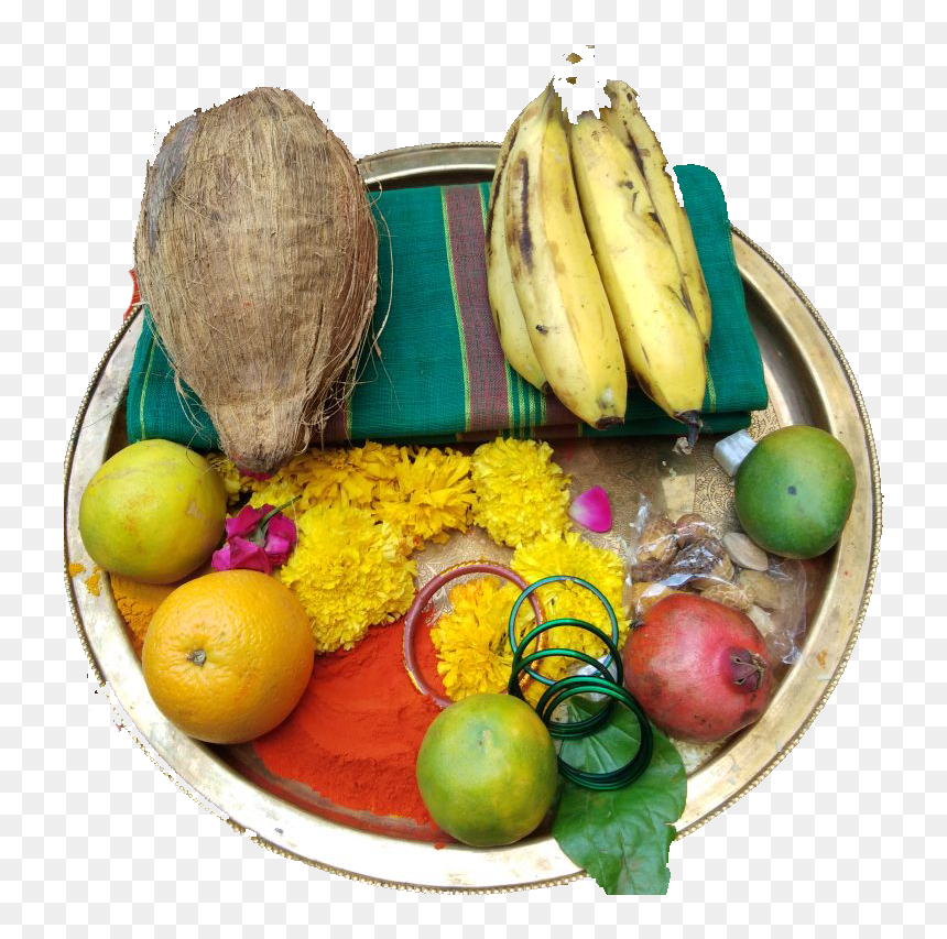 साडीचोळी ओटी सहावर / Sadi Choli Oti 6 War - Chhath Puja Png Food, Transparent Png - durga matha png