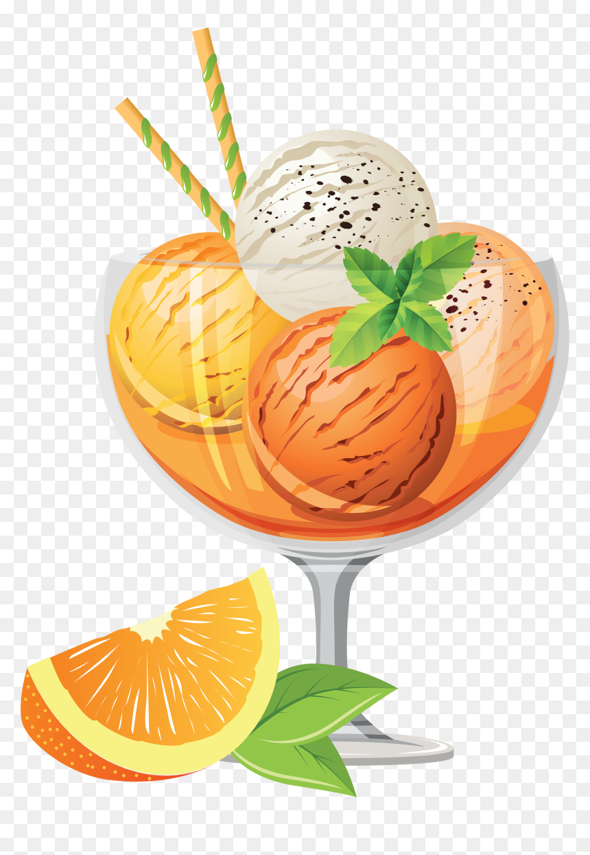 Orange Clipart Ice Lolly - Ice Cream Sundae Design, HD Png Download - orange clipart png