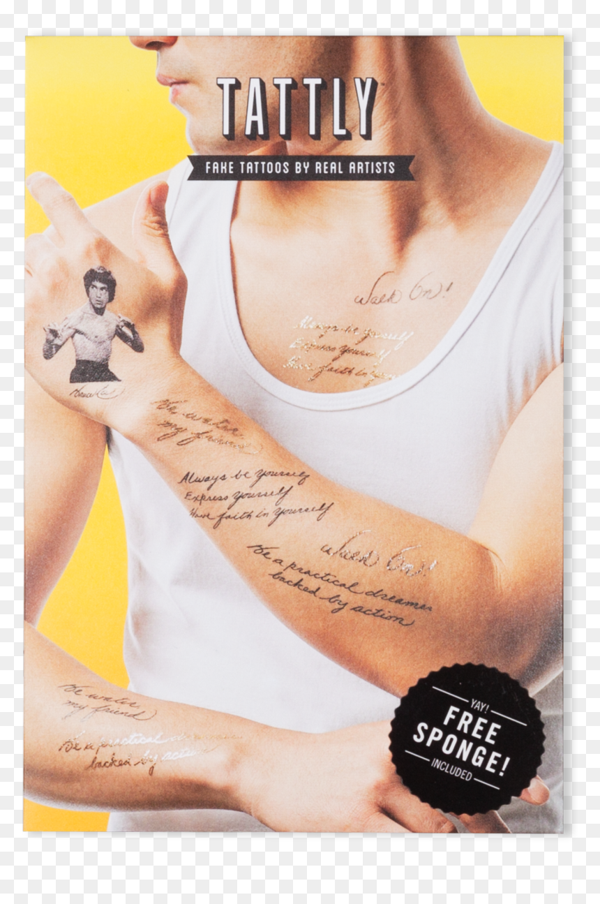 Tattly Bruce Lee, HD Png Download - neck tattoos png