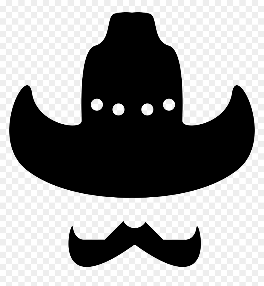 Cowboy Hat With Moustache Comments - Cowboy Hat And Mustache Svg, HD Png Download - sombrero vaquero png