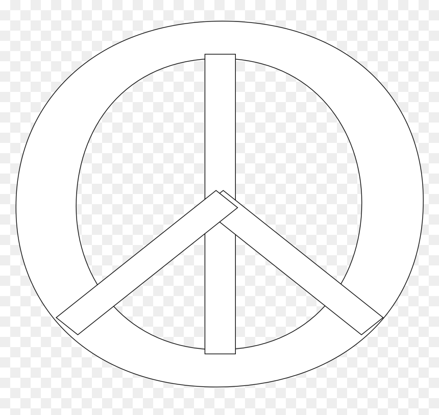 Peace Sign 19 Black White Line Art Christmas- - Peace Sign Green And Yellow, HD Png Download - protest sign png