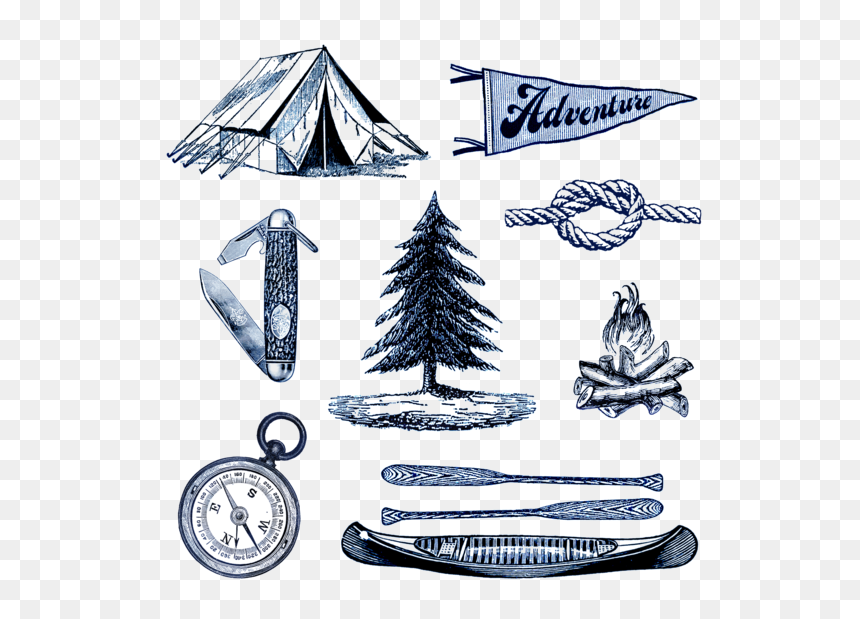 Tattoo Product Set Camping Summer Camp Tattly Clipart - Camping And Campfire Tattoo, HD Png Download - summer camp png