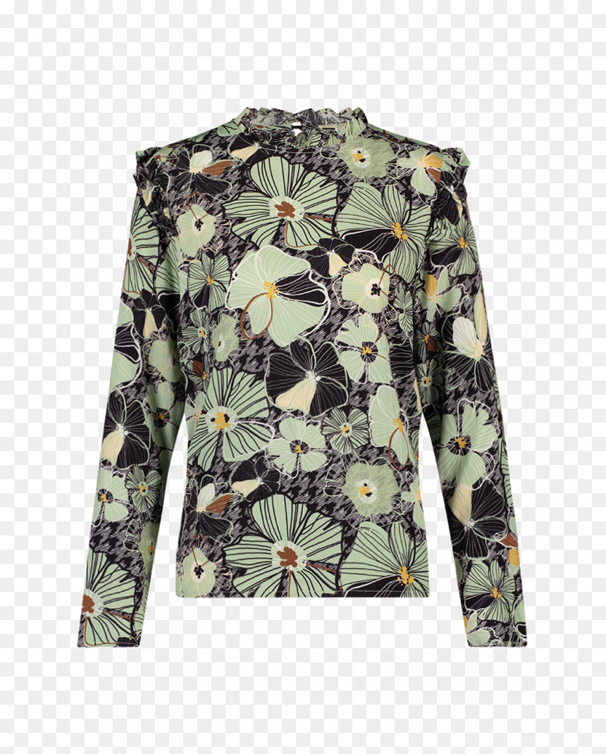 France Floral Top Green, HD Png Download - floral print png