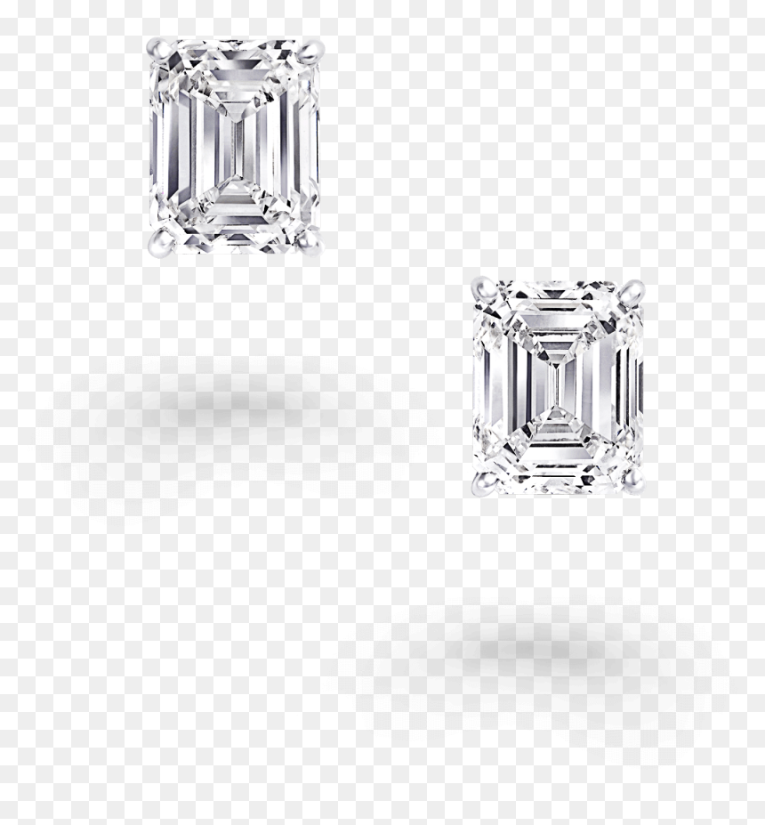 A Pair Of Classic Graff Emerald Cut Diamond Stud Earrings - Diamond Emerald Cut Stud Earrings Graff, HD Png Download - stud png