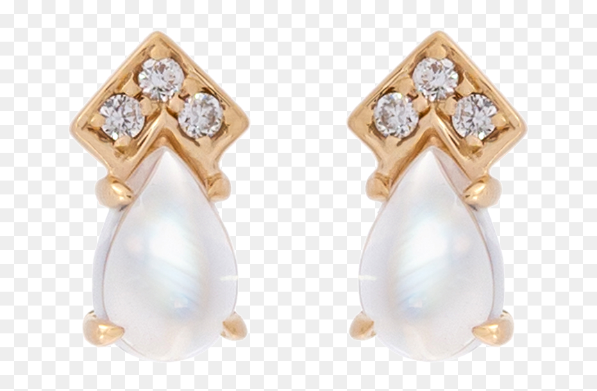 Geometric Moonstone & Diamond Pear Stud Earrings"
 - Earrings, HD Png Download - stud png