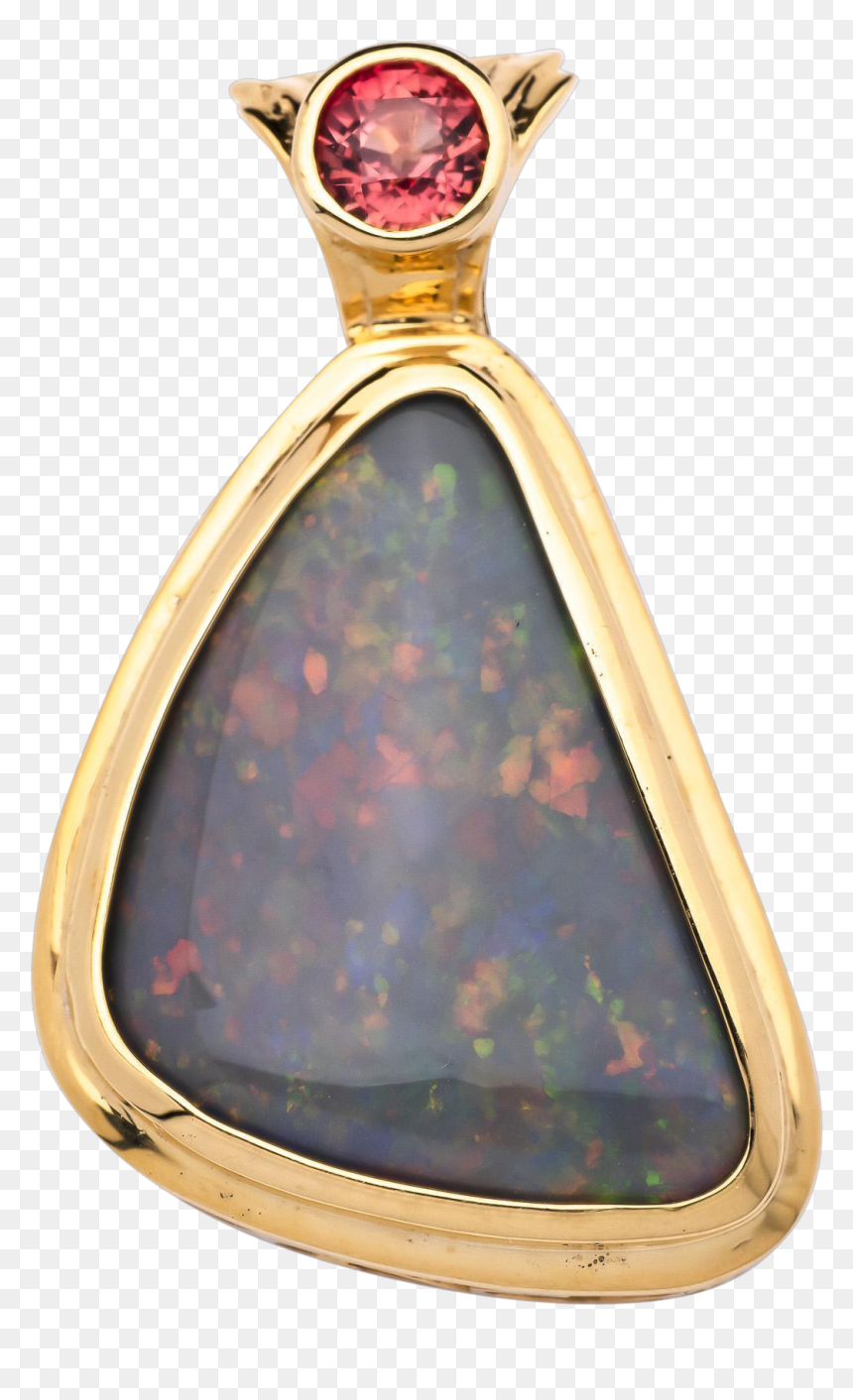 Ladies Solid Multi Color Opal 18k Yellow Gold Pendant - Opal, HD Png Download - opal png