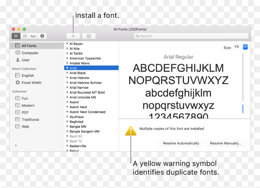 The Font Book Window Showing The Add Button In The, HD Png Download - search button png
