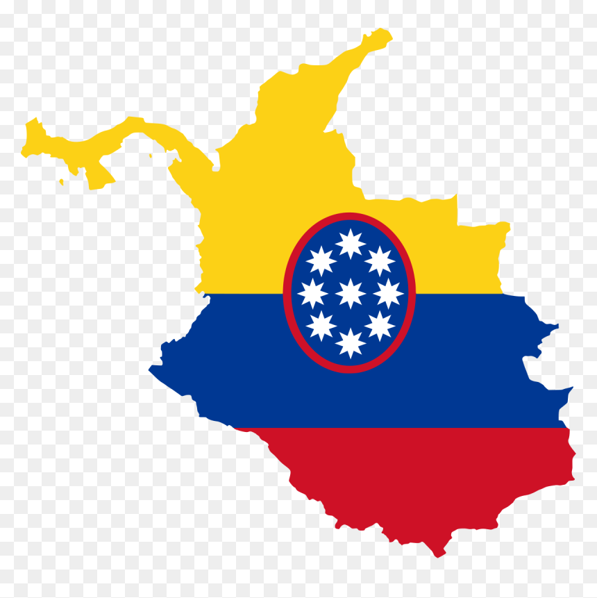 Flag-map Of The United States Of Colombia - Flag Map Of Colombia, HD Png Download - colombia map png