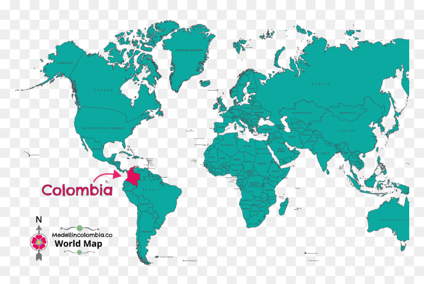 Where Is Colombia - Japanese Spoken, HD Png Download - colombia map png