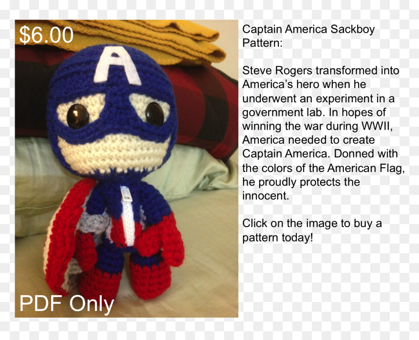 Captainamerica - Stuffed Toy, HD Png Download - sackboy png