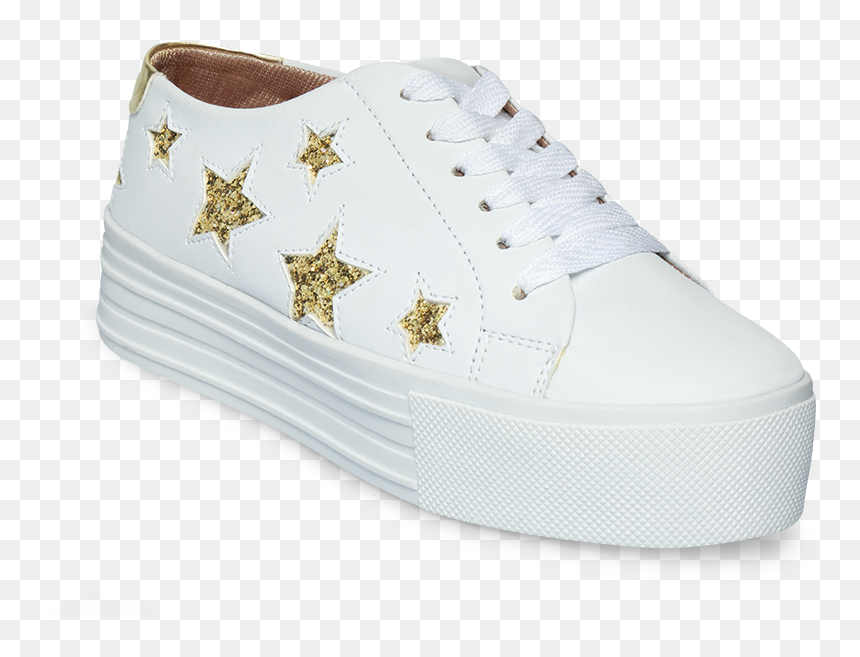 13-238 Tenis Blanco Con Estrellas Doradas - Skate Shoe, HD Png Download - estrellas doradas png