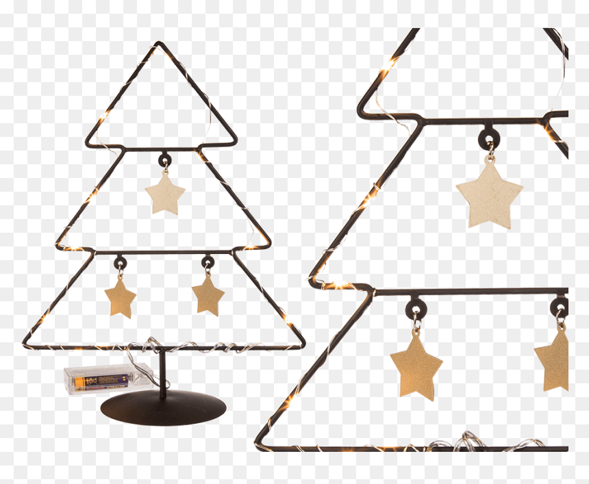 Arbol De Navidad Negro De Metal Con Estrellas Doradas - Arbol De Navidad Metal Con Led, HD Png Download - estrellas doradas png