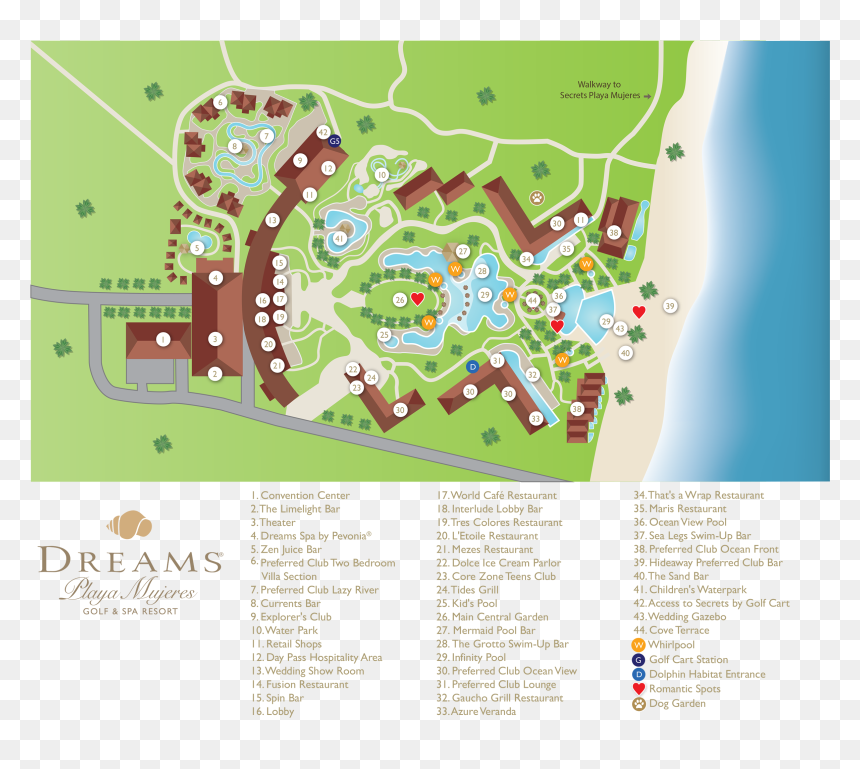 Dreams Playa Mujeres Map, HD Png Download - mexico map png