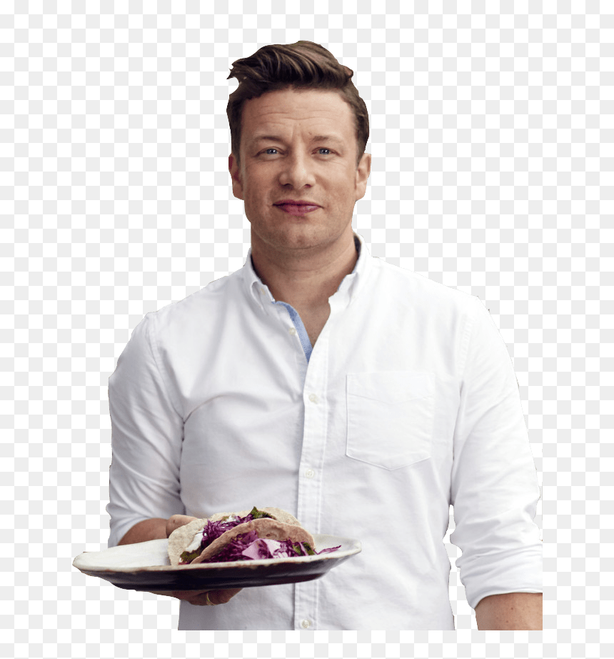 Jamie Oliver Holding Food - Jamie Oliver, HD Png Download - person leaning png