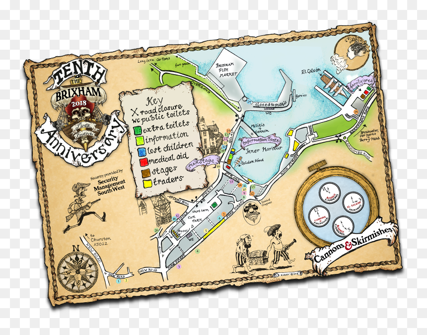 Brixham Pirate Festival Map, HD Png Download - pirate map png