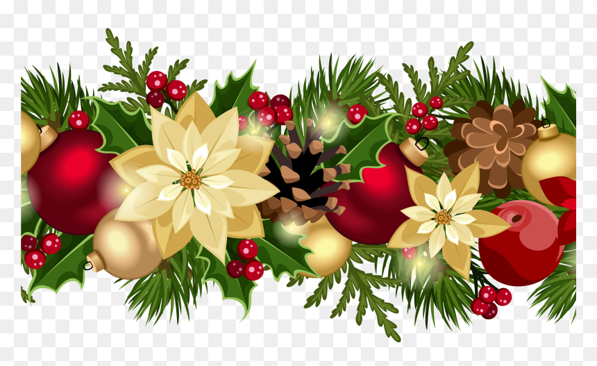 Poinsettia Clipart Xmas Decoration, HD Png Download - holly clipart png