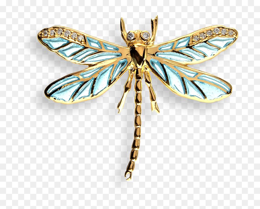 Nicole Barr Designs 18 Karat Gold Dragonfly Lapel Pin-blue - Gold Design Dragonfly Hd, HD Png Download - dragon fly png