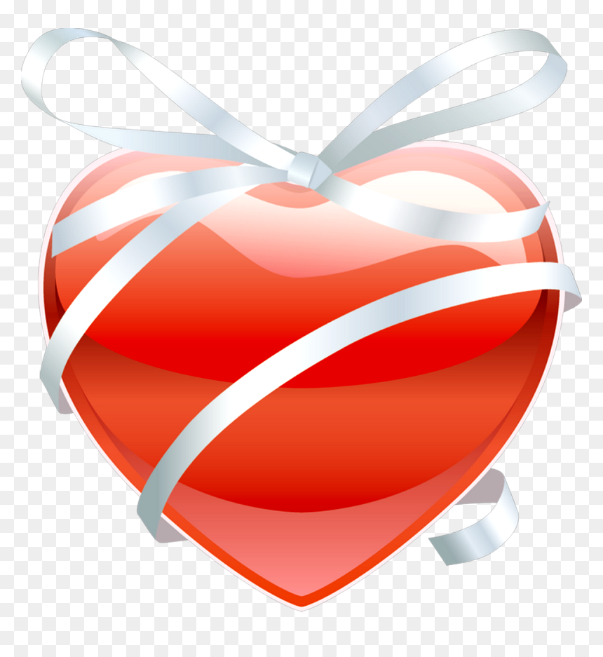 Red Heart With Ribbon - Vector, HD Png Download - heart graphic png