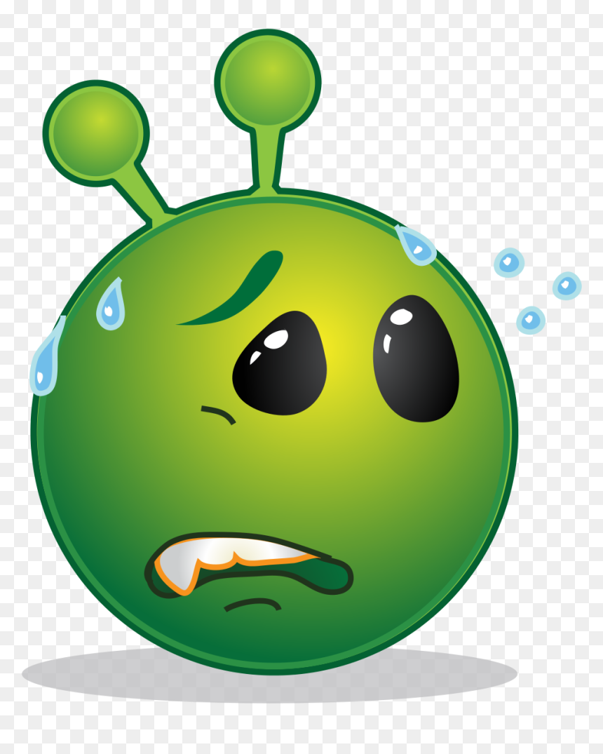 Smiley Green Alien Worried - Smiley Alien, HD Png Download - worried png