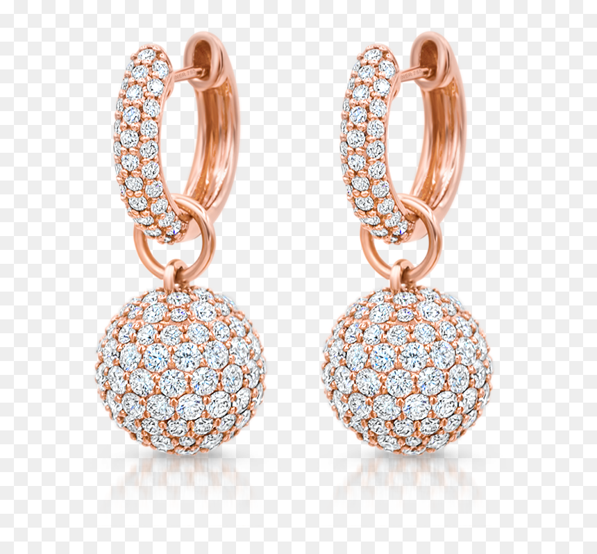 Baby Hoop Earrings With Diamond Spheres - Earrings, HD Png Download - hoop earring png