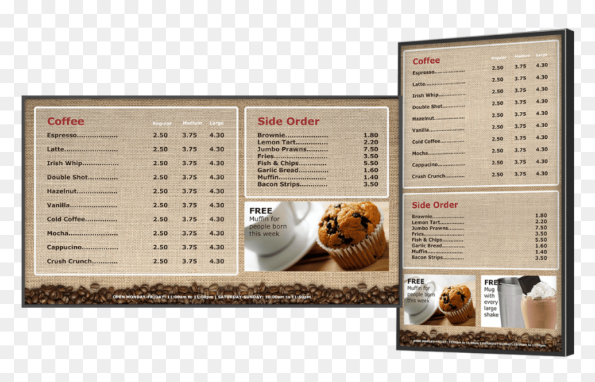 Cafe Menu Board - Bengal Tiger, HD Png Download - coffee shop png