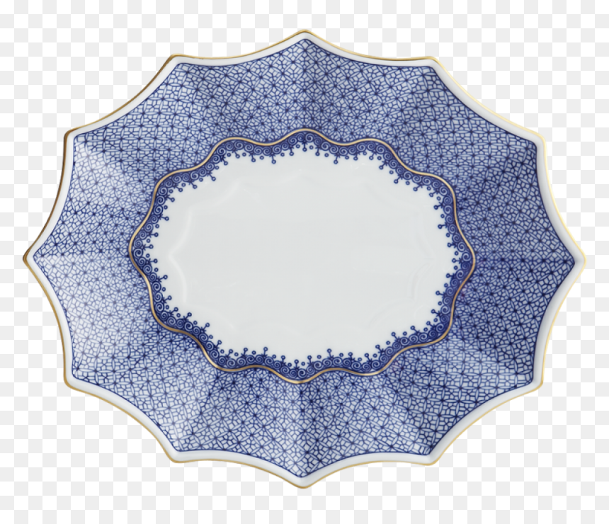 Blue Lace Fluted Tray, Large - Blue And White Porcelain, HD Png Download - lace doily png