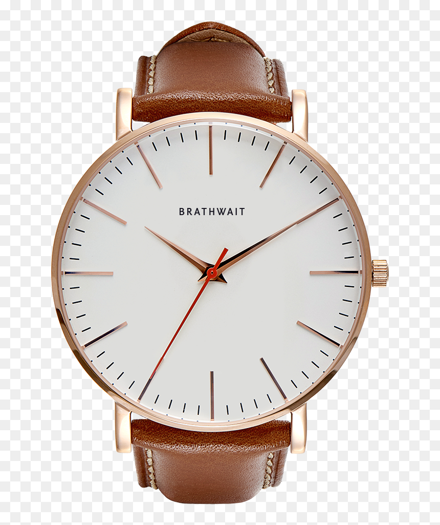 020 Quartz Rosegold Marron Frontal - Brathwait Classic Slim Wristwatch, HD Png Download - leather strap png