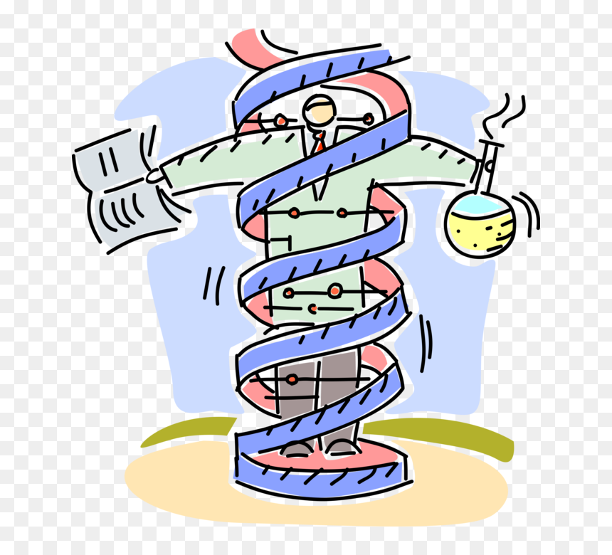Vector Illustration Of Scientific Research With Double, HD Png Download - dna helix png