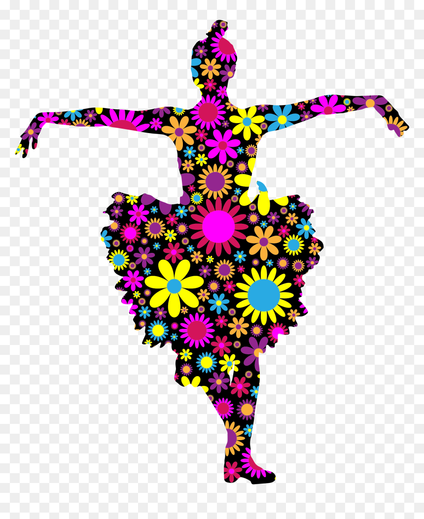 Floral Puffy Dress Ballerina Silhouette Clip Arts - Transparent Background Peace Sign Clipart, HD Png Download - dress clipart png