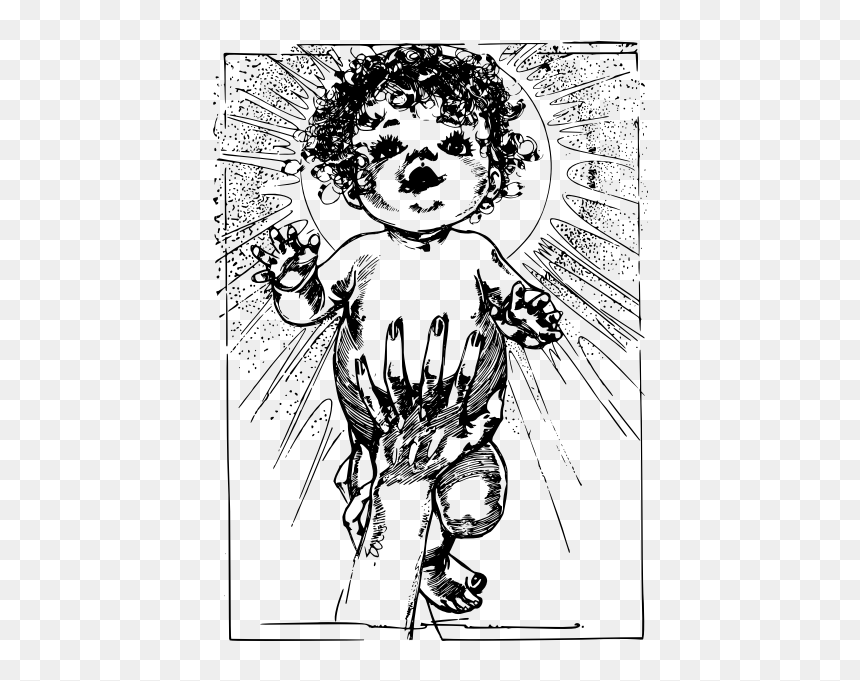 Baby In A Hand - Odd Drawing, HD Png Download - creepy hand png