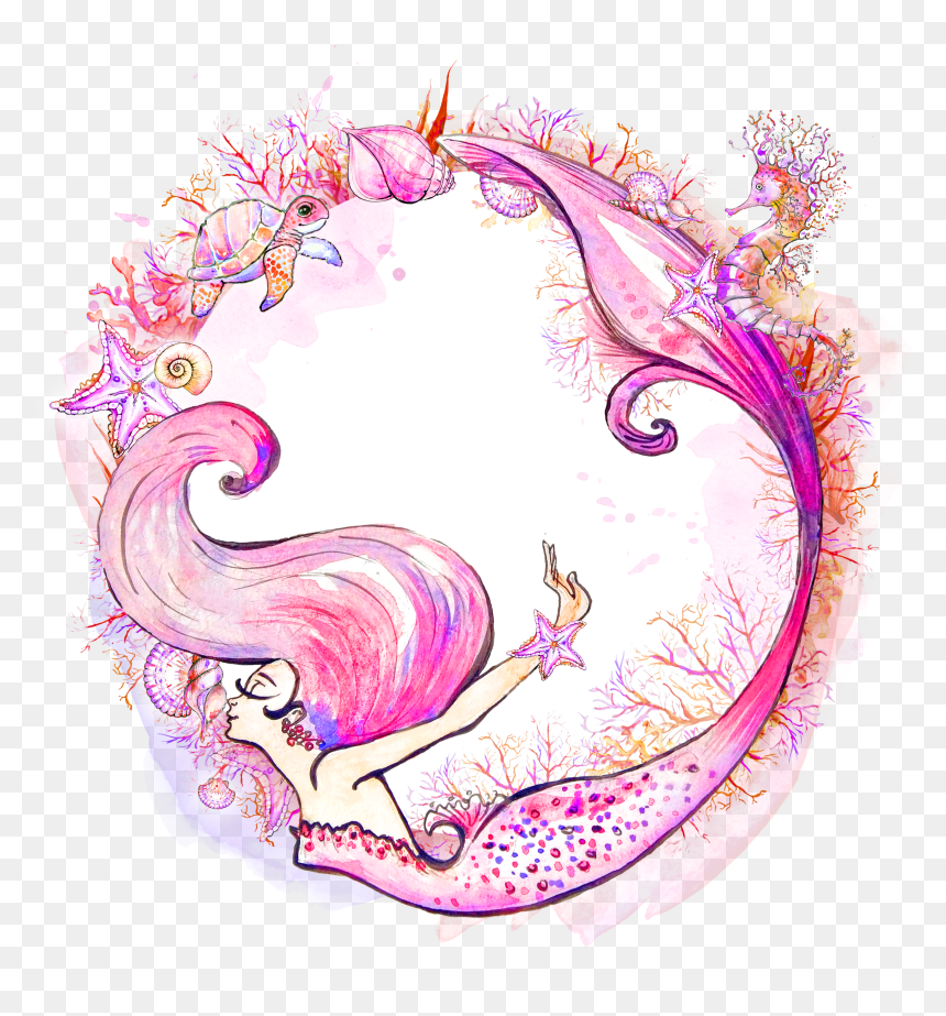 Mermaid Watercolor Png, Transparent Png - cute mermaid png