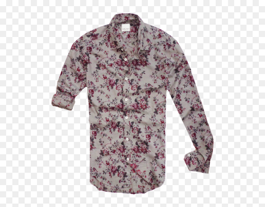 ~zara Slim Fit Floral Grey Long Sleeve Shirt - Zara Long Sleeve Shirt Mens, HD Png Download - zara png