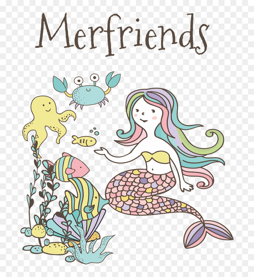 "merfriends - Illustration, HD Png Download - cute mermaid png